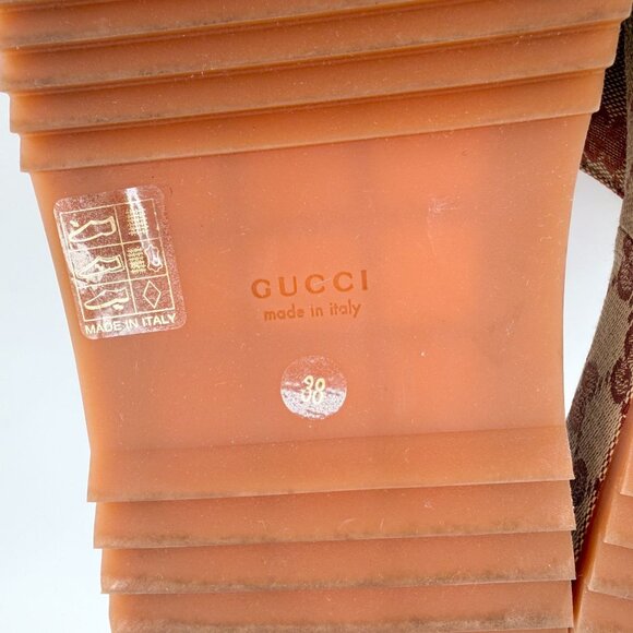 Gucci Angelina Beige GG Logo Canvas Platform Slide Sandals Size 38 US 8 Women's - Picture 13 of 15